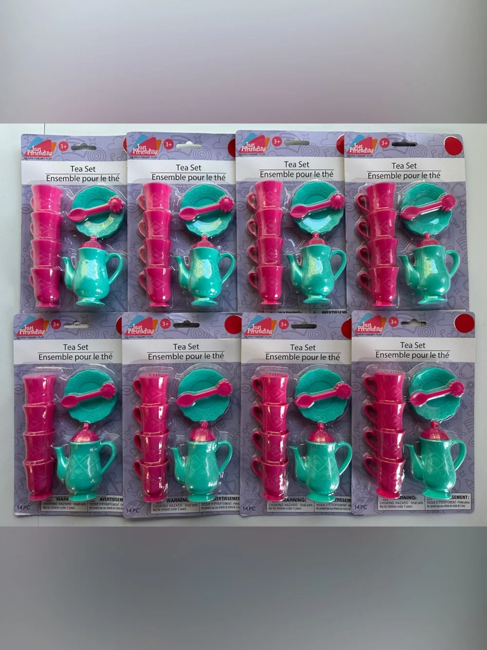 Kids' Play Tea Set - Pink & Teal- Just Pretending 8 Party Favors, Theme Parties